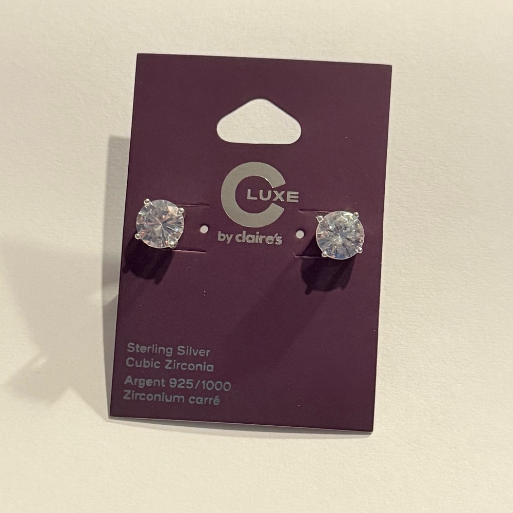 Sterling silver cubic zirconia NWT earrings #23